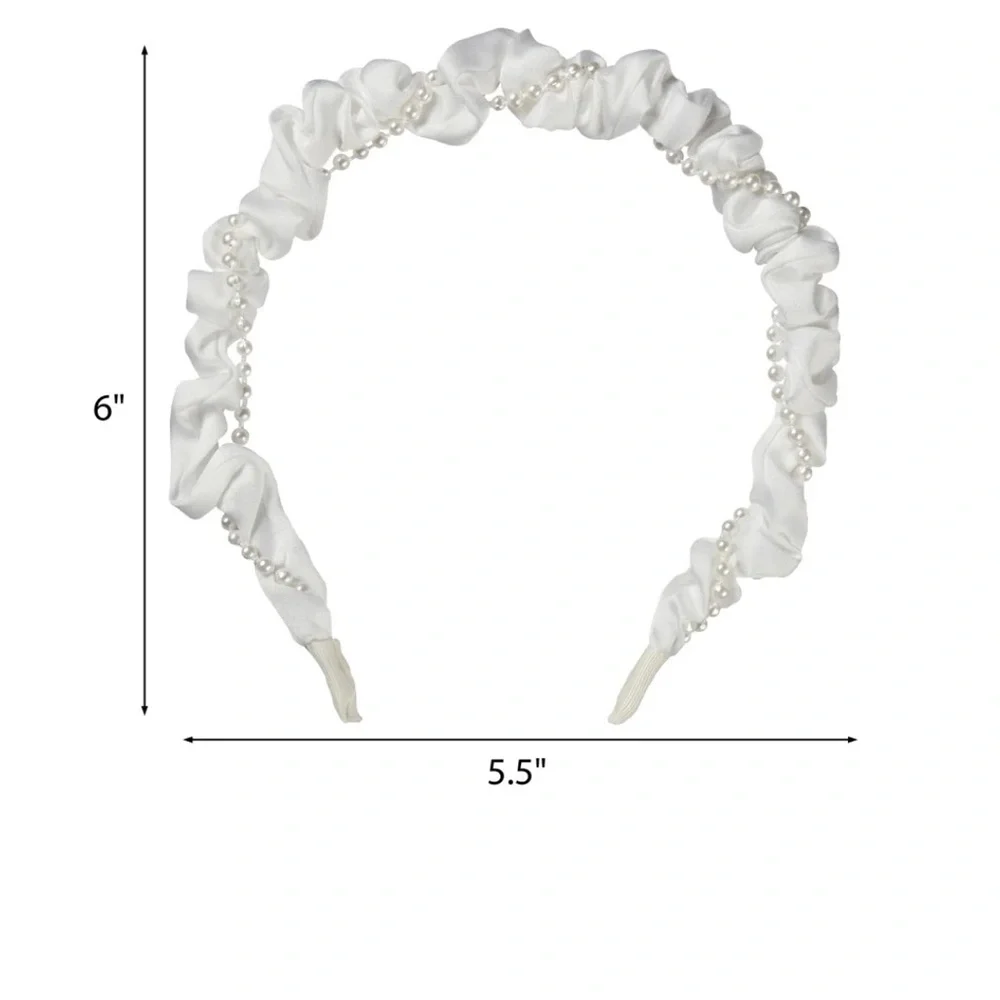 🆕Scunci by Conair All Hair All Day Hold White Headband with Pearls *BRAND NEW*